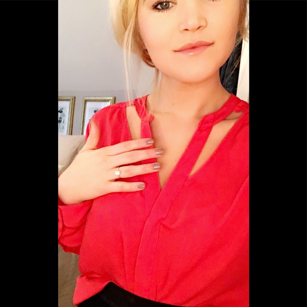 Red Nordstrom cut-out blouse